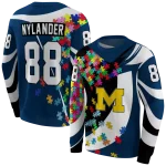 custom michigan wolverines puzzle pieces blue hoodie best selling