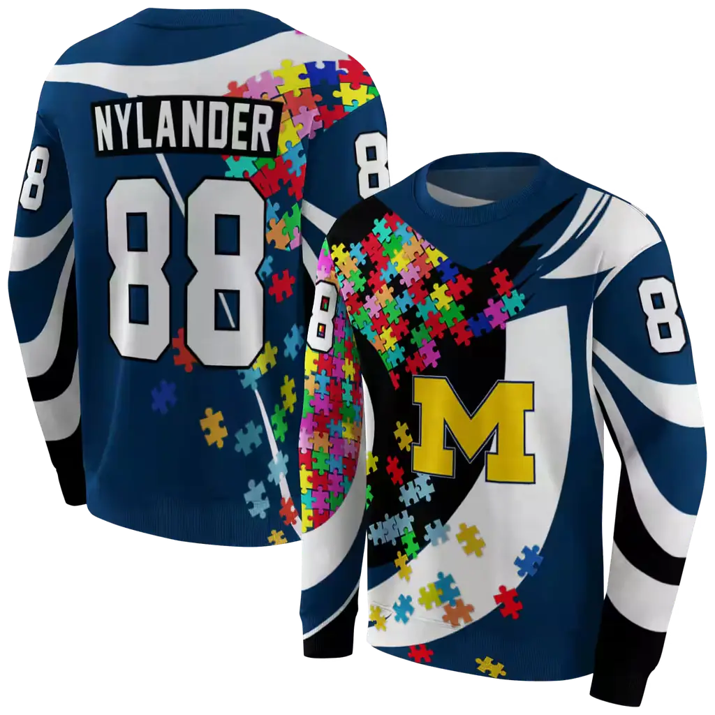 custom michigan wolverines puzzle pieces blue hoodie premium grade custom michigan wolverines puzzle pieces blue hoodie premium grade