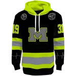 custom michigan wolverines safety motif black neon green hoodie best selling