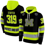 custom michigan wolverines safety motif black neon green hoodie best selling