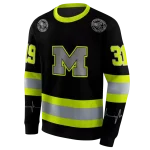 custom michigan wolverines safety motif black neon green hoodie best selling