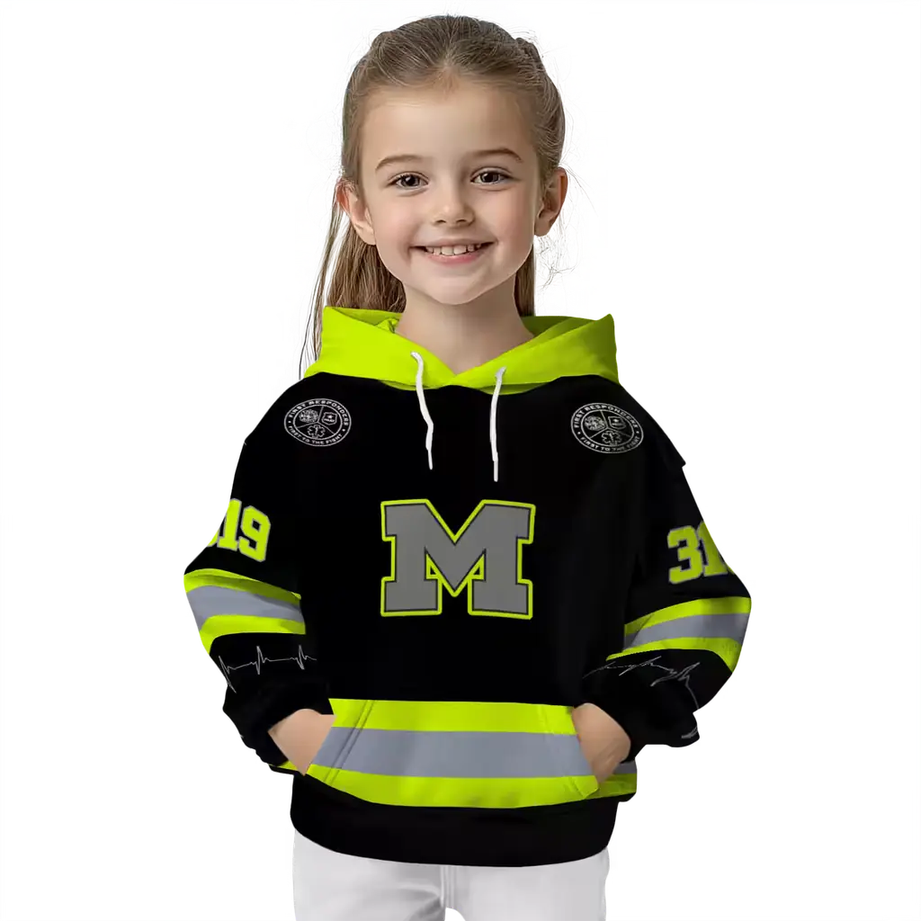 custom michigan wolverines safety motif black neon green hoodie top rated custom michigan wolverines safety motif black neon green hoodie top rated