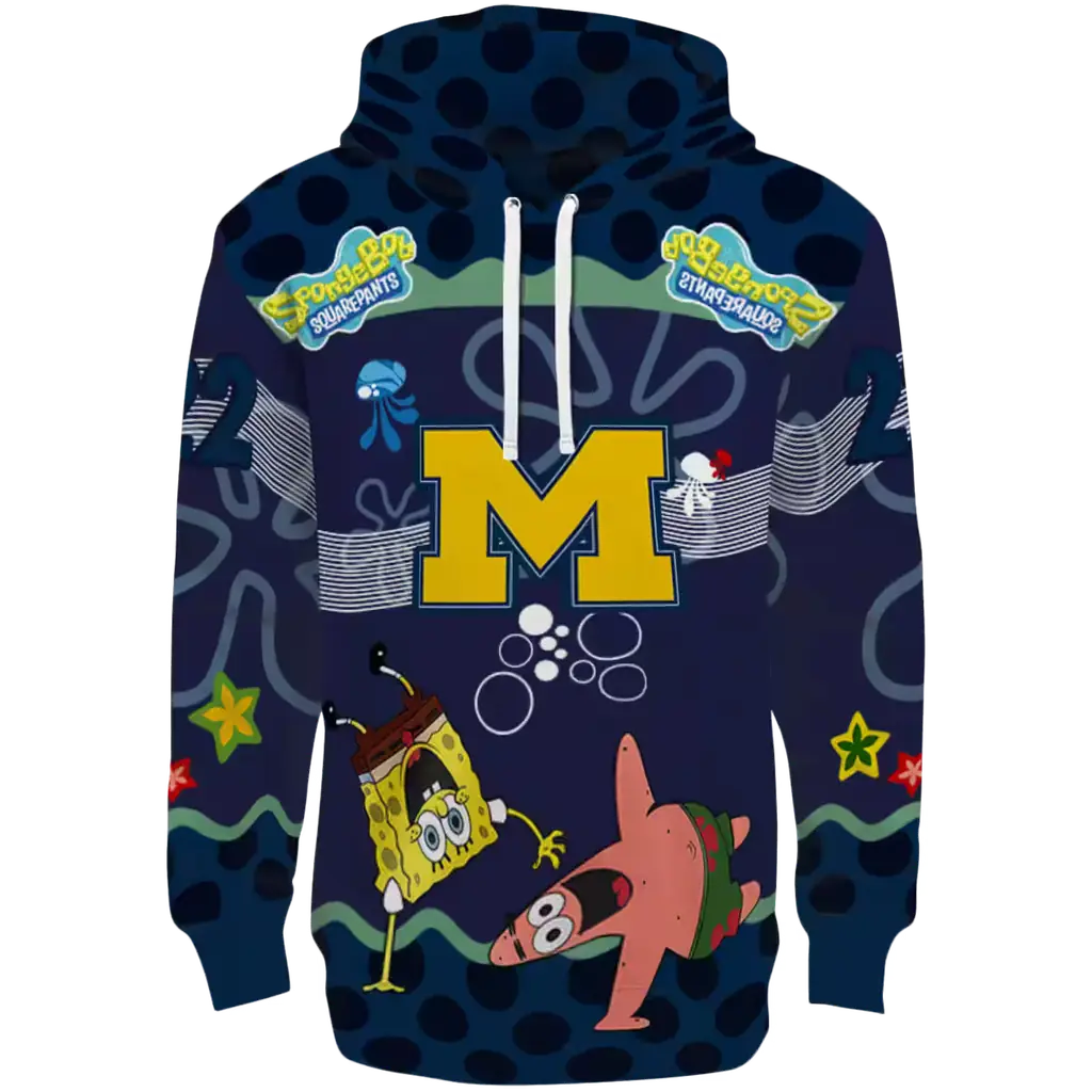custom michigan wolverines spongebob patrick star blue navy hoodie best selling custom michigan wolverines spongebob patrick star blue navy hoodie best selling