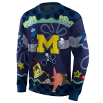 custom michigan wolverines spongebob patrick star blue navy hoodie best selling