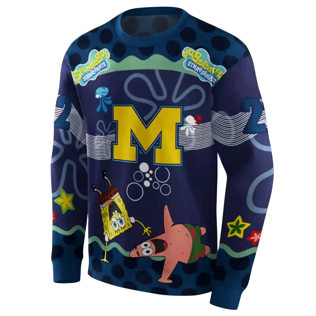 custom michigan wolverines spongebob patrick star blue navy hoodie new arrival custom michigan wolverines spongebob patrick star blue navy hoodie new arrival