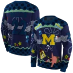 custom michigan wolverines spongebob patrick star blue navy hoodie best selling