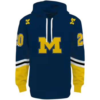 custom michigan wolverines striped sleeves blue hoodie best selling