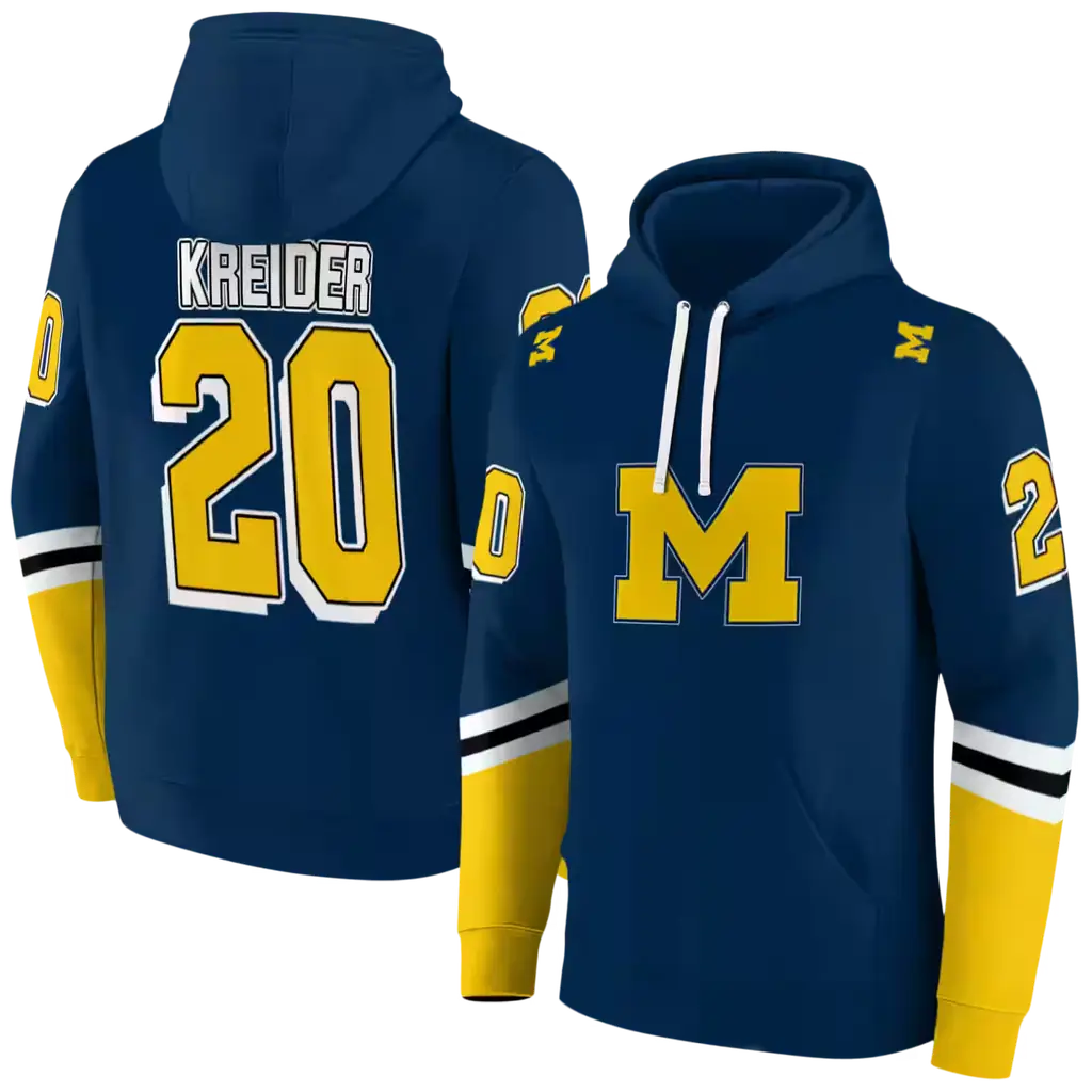 custom michigan wolverines striped sleeves blue hoodie fashion forward custom michigan wolverines striped sleeves blue hoodie fashion forward
