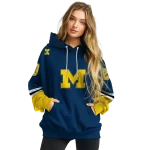 custom michigan wolverines striped sleeves blue hoodie best selling