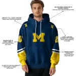 custom michigan wolverines striped sleeves blue hoodie best selling