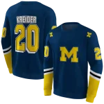 custom michigan wolverines striped sleeves blue hoodie best selling