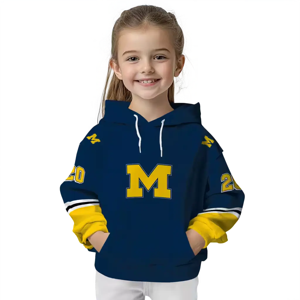 custom michigan wolverines striped sleeves blue hoodie top rated custom michigan wolverines striped sleeves blue hoodie top rated