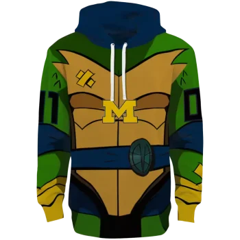 custom michigan wolverines superhero armor blue green hoodie best selling
