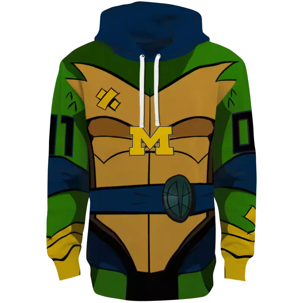 custom michigan wolverines superhero armor blue green hoodie best selling custom michigan wolverines superhero armor blue green hoodie best selling