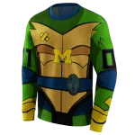 custom michigan wolverines superhero armor blue green hoodie best selling