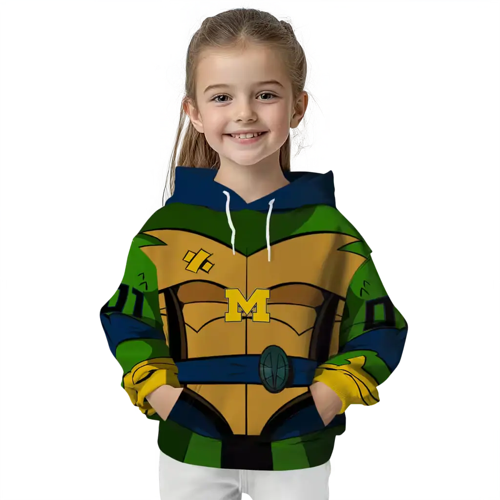 custom michigan wolverines superhero armor blue green hoodie top rated custom michigan wolverines superhero armor blue green hoodie top rated