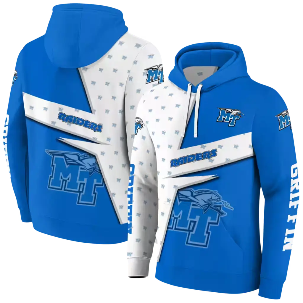 custom middle tennessee blue raiders abstract shape blue hoodie fashion forward custom middle tennessee blue raiders abstract shape blue hoodie fashion forward