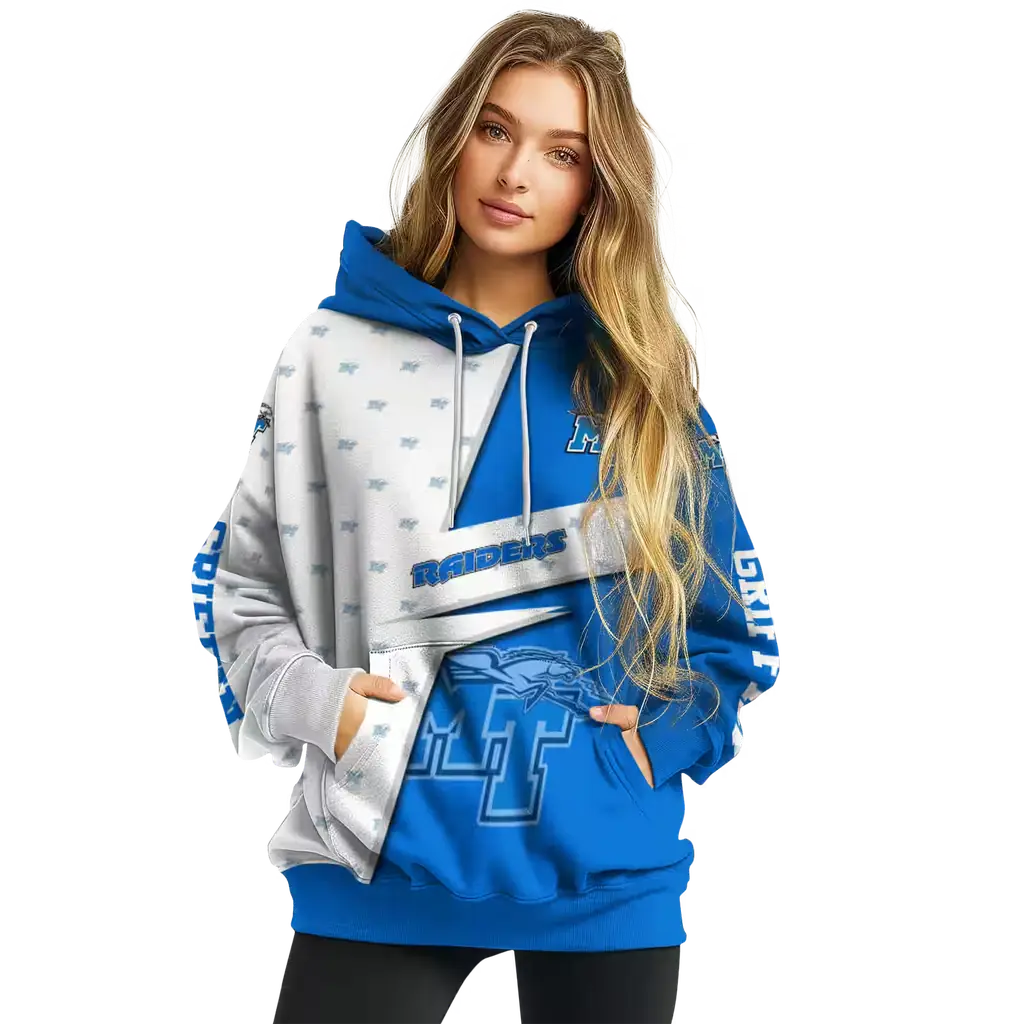 custom middle tennessee blue raiders abstract shape blue hoodie high quality custom middle tennessee blue raiders abstract shape blue hoodie high quality