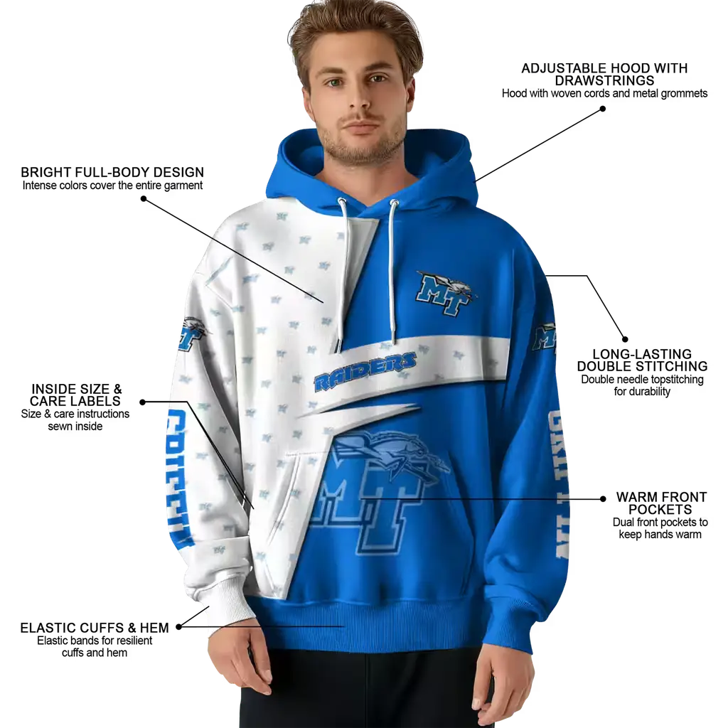 custom middle tennessee blue raiders abstract shape blue hoodie latest model custom middle tennessee blue raiders abstract shape blue hoodie latest model