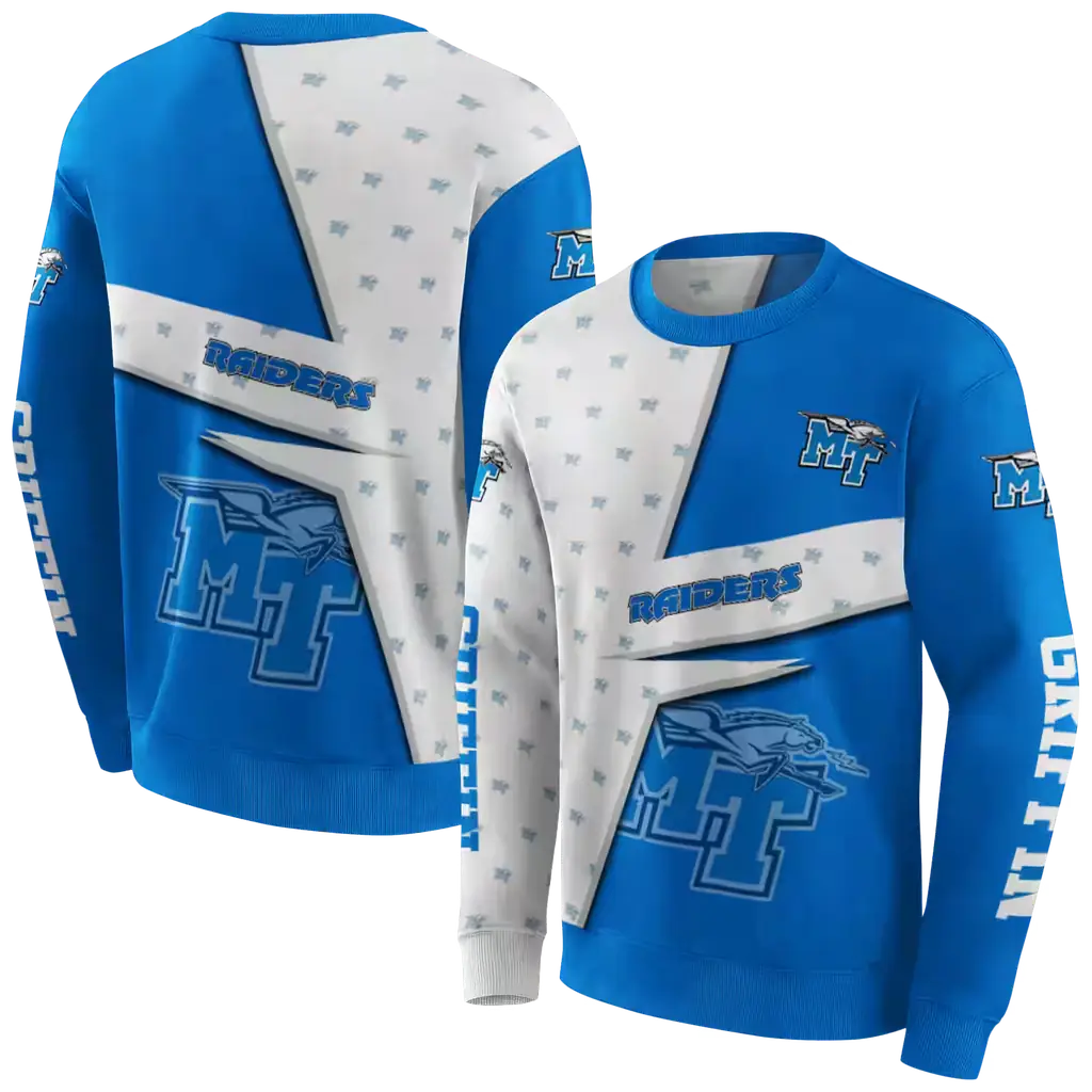 custom middle tennessee blue raiders abstract shape blue hoodie premium grade custom middle tennessee blue raiders abstract shape blue hoodie premium grade