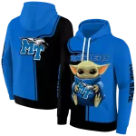custom middle tennessee blue raiders baby yoda blue black hoodie best selling