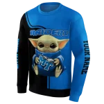 custom middle tennessee blue raiders baby yoda blue black hoodie best selling