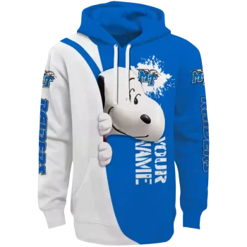 custom middle tennessee blue raiders peeking snoopy blue hoodie best selling