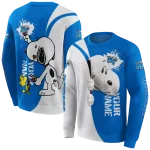 custom middle tennessee blue raiders peeking snoopy blue hoodie best selling