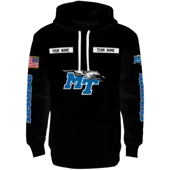 custom middle tennessee blue raiders punisher skull black hoodie best selling