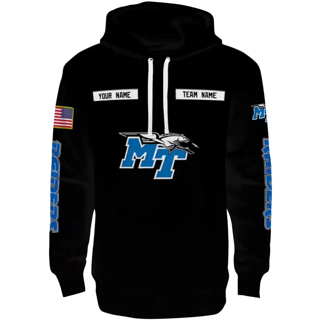 custom middle tennessee blue raiders punisher skull black hoodie best selling custom middle tennessee blue raiders punisher skull black hoodie best selling