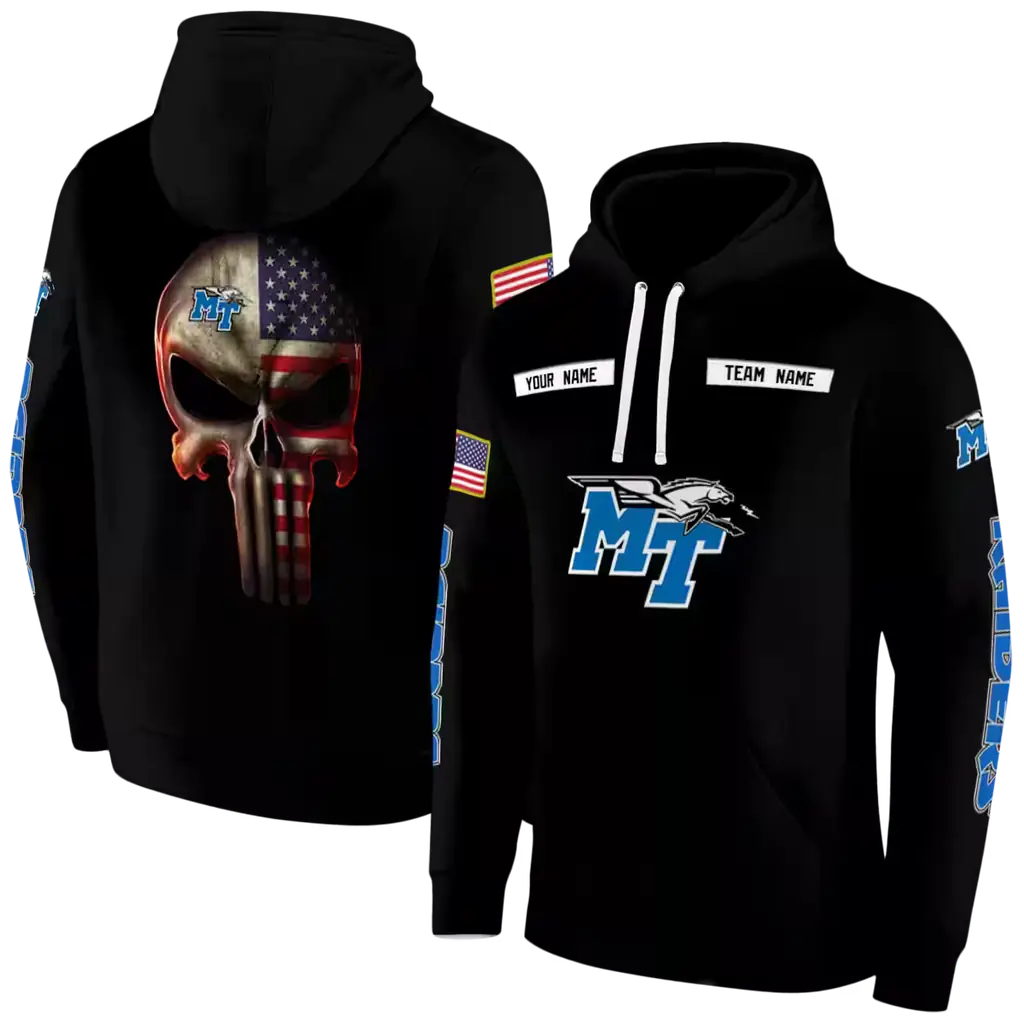 custom middle tennessee blue raiders punisher skull black hoodie fashion forward custom middle tennessee blue raiders punisher skull black hoodie fashion forward