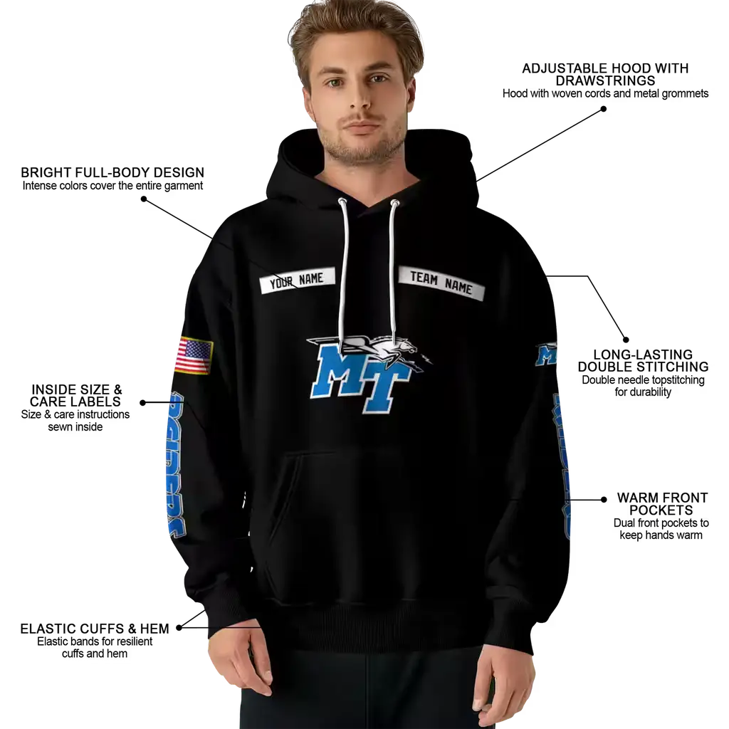 custom middle tennessee blue raiders punisher skull black hoodie latest model custom middle tennessee blue raiders punisher skull black hoodie latest model