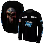 custom middle tennessee blue raiders punisher skull black hoodie best selling