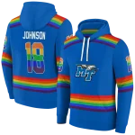 custom middle tennessee blue raiders rainbow stripes blue hoodie best selling