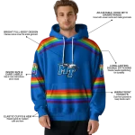 custom middle tennessee blue raiders rainbow stripes blue hoodie best selling