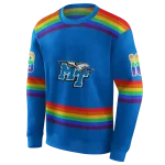 custom middle tennessee blue raiders rainbow stripes blue hoodie best selling