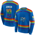 custom middle tennessee blue raiders rainbow stripes blue hoodie best selling