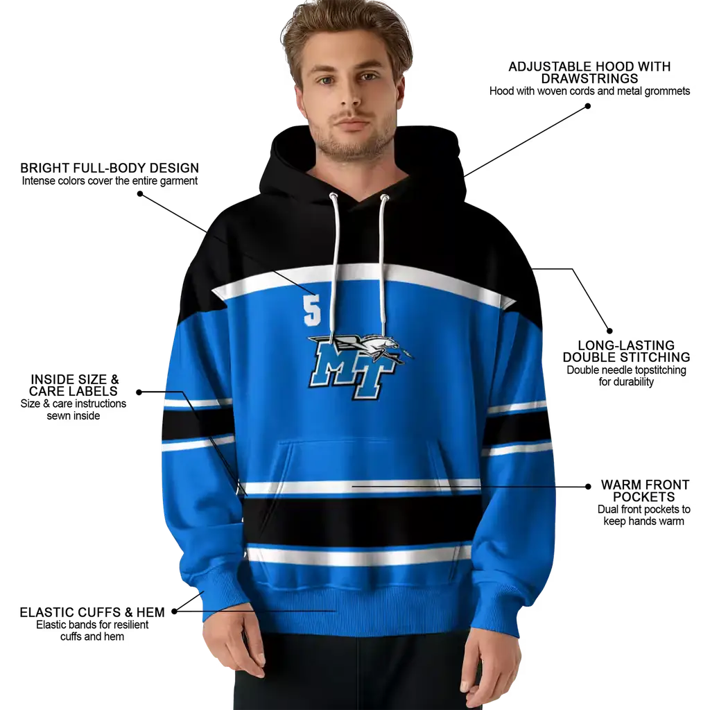 custom middle tennessee blue raiders striped pattern blue hoodie latest model custom middle tennessee blue raiders striped pattern blue hoodie latest model
