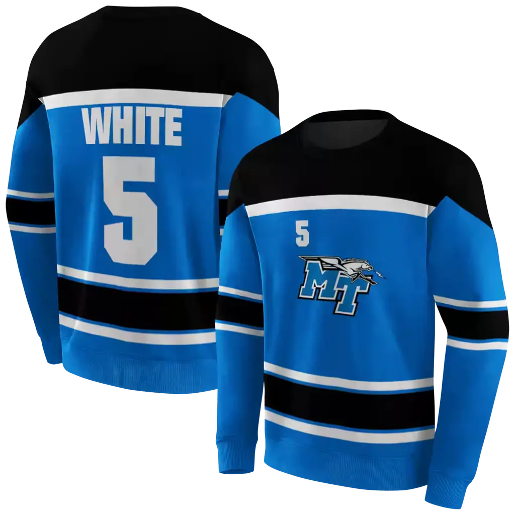 custom middle tennessee blue raiders striped pattern blue hoodie premium grade custom middle tennessee blue raiders striped pattern blue hoodie premium grade