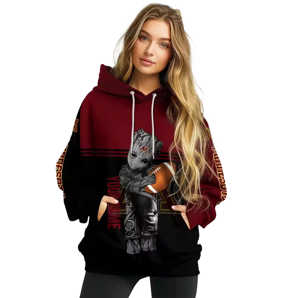 custom minnesota golden gophers baby groot maroon black hoodie high quality custom minnesota golden gophers baby groot maroon black hoodie high quality