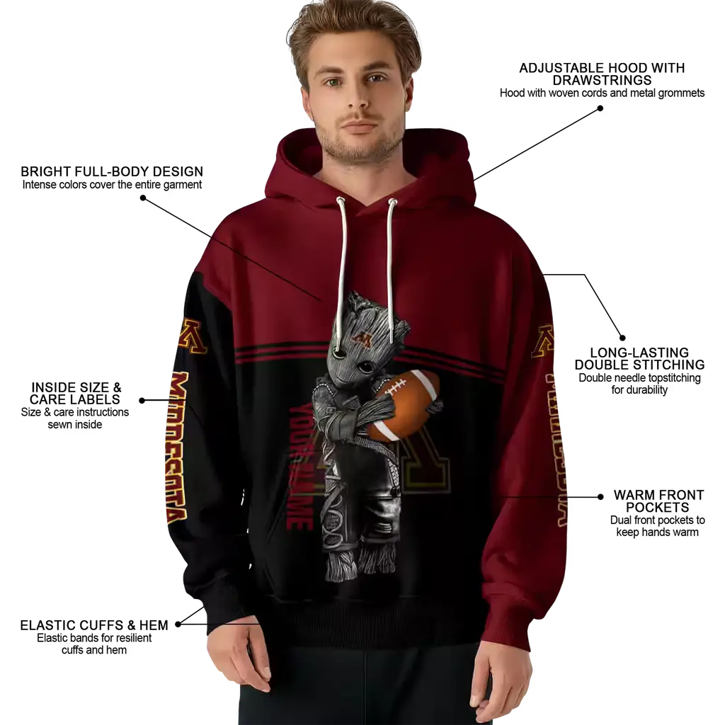 custom minnesota golden gophers baby groot maroon black hoodie latest model custom minnesota golden gophers baby groot maroon black hoodie latest model