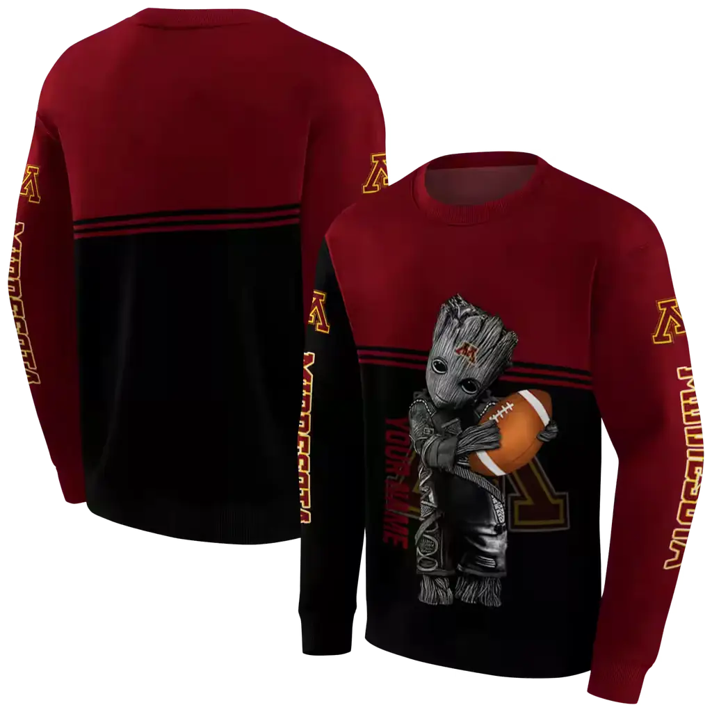 custom minnesota golden gophers baby groot maroon black hoodie premium grade custom minnesota golden gophers baby groot maroon black hoodie premium grade