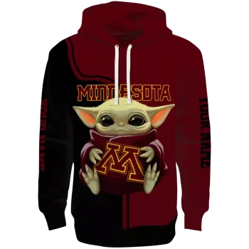 custom minnesota golden gophers baby yoda maroon black hoodie best selling