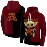 custom minnesota golden gophers baby yoda maroon black hoodie best selling