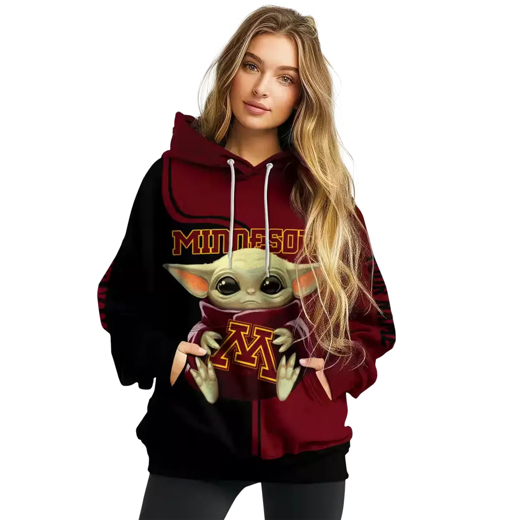 custom minnesota golden gophers baby yoda maroon black hoodie high quality custom minnesota golden gophers baby yoda maroon black hoodie high quality