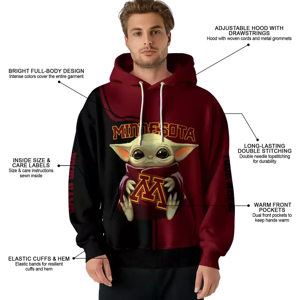custom minnesota golden gophers baby yoda maroon black hoodie latest model custom minnesota golden gophers baby yoda maroon black hoodie latest model