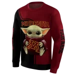 custom minnesota golden gophers baby yoda maroon black hoodie best selling