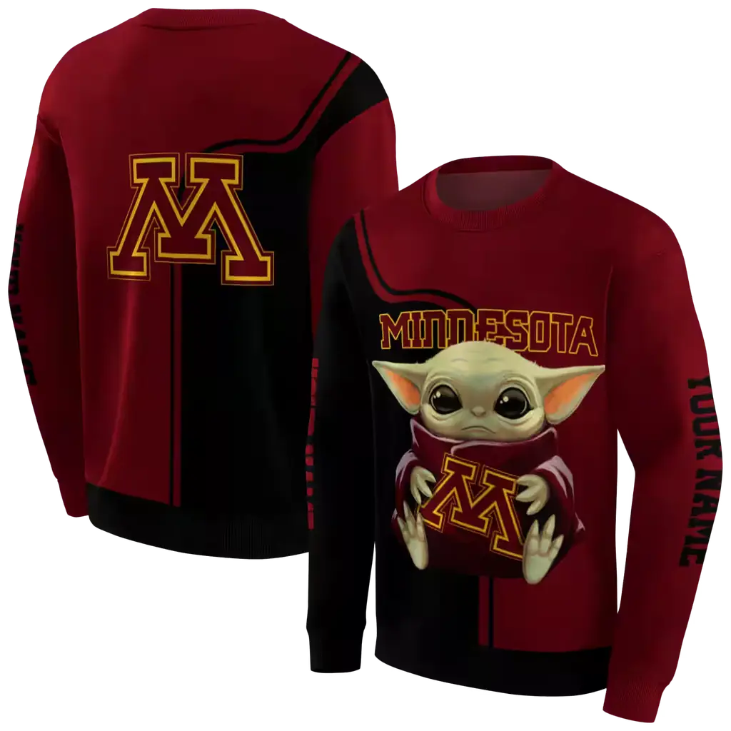 custom minnesota golden gophers baby yoda maroon black hoodie premium grade custom minnesota golden gophers baby yoda maroon black hoodie premium grade