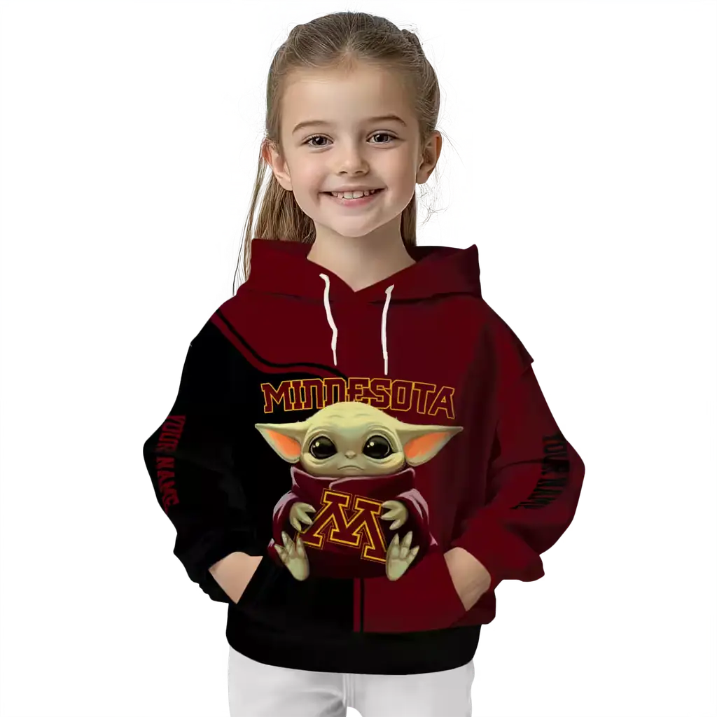 custom minnesota golden gophers baby yoda maroon black hoodie top rated custom minnesota golden gophers baby yoda maroon black hoodie top rated