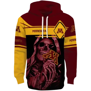 custom minnesota golden gophers grim reaper maroon black hoodie best selling